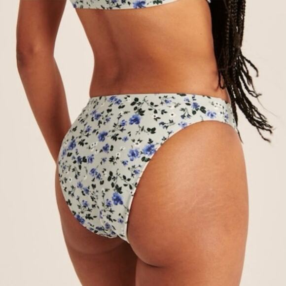 Abercrombie Bikini Upside Down Halter Triangle Top Mid-Rise High-Leg Bottoms - Picture 7 of 13